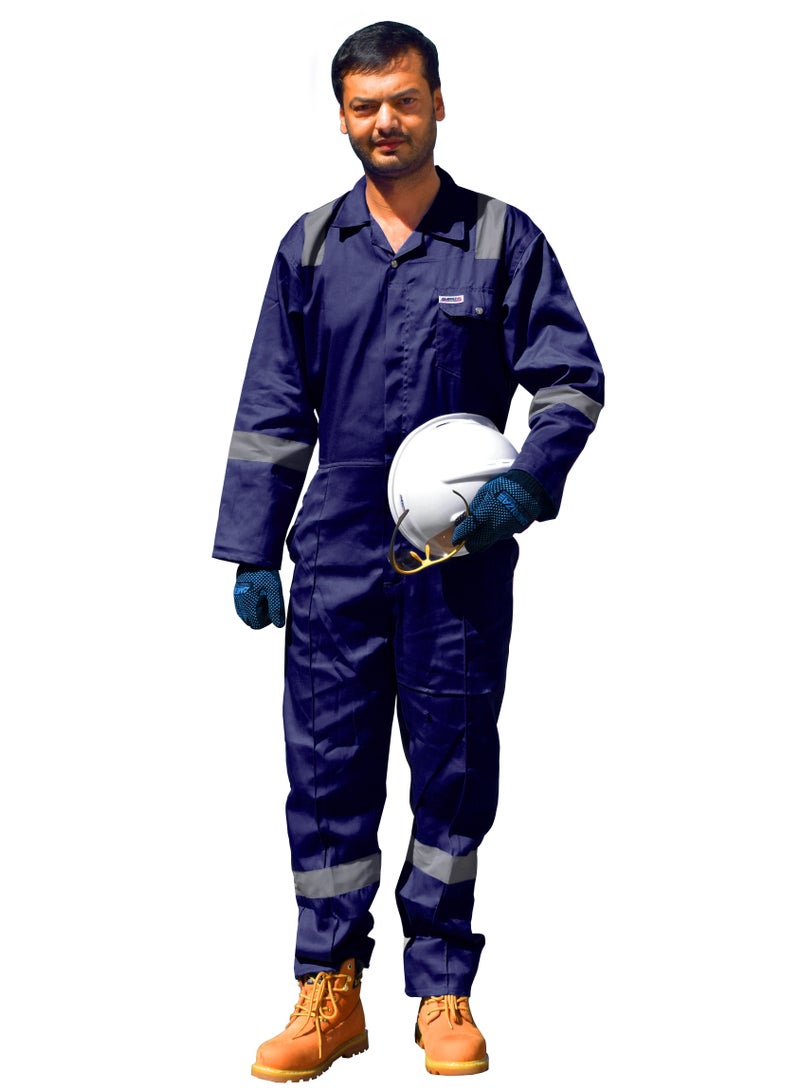 Ameriza Chief Safety Coverall with Reflective Tapes Navy Blue, 195gsm