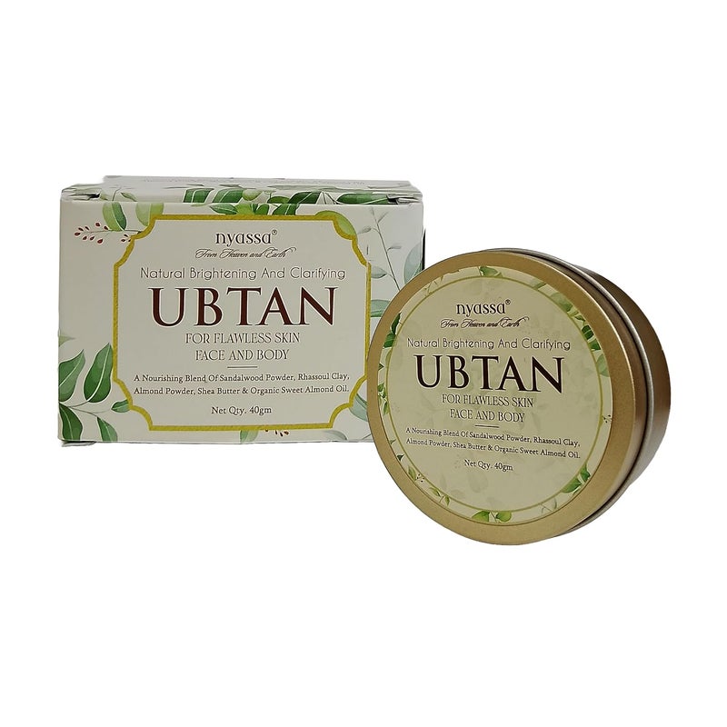 Nyassa Natural Brightening And Clarifying Ubtan for Flawless Skin Face Body 40gm Blend of Sandalwood Powder Rhassoul Clay Almond Powder Shea butter Organic Sweet Almond Oil - Image 1