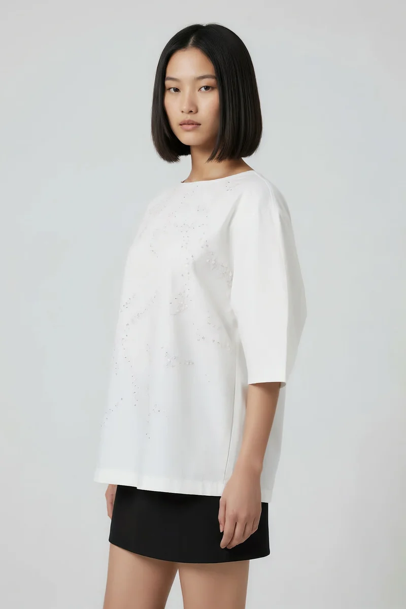 Genes Lecoanet Hemant White Embroidered Relaxed Top