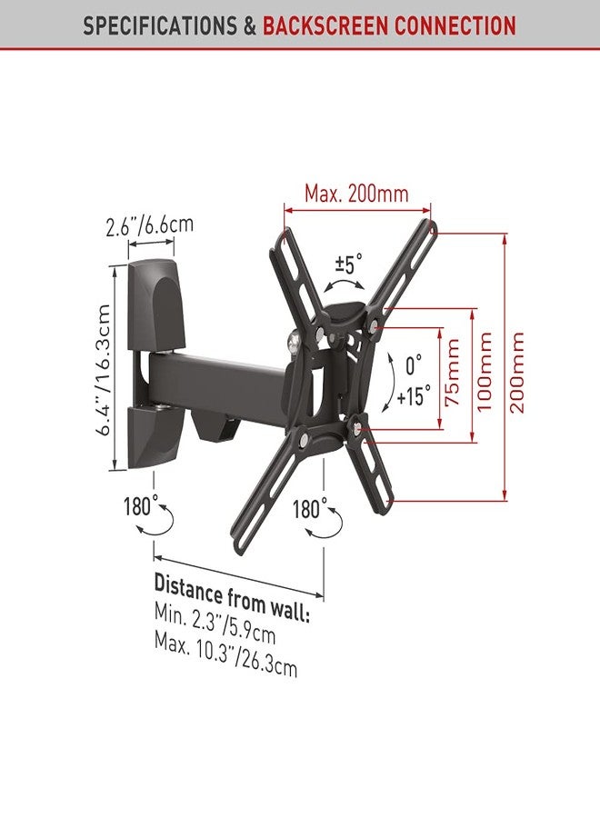 Barkan TV Wall Mount, 13-43 inch Full Motion Articulating - 3 Movement Flat/Curved Screen Bracket, Holds up to 55 lbs, Patented, Fits LED OLED LCD, 2300.B - Image 4