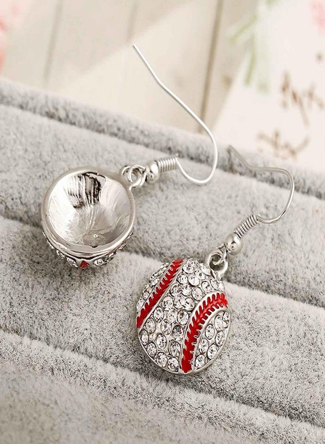 Aksod Sports Dangle Earrings for Women Baseball Rhinestone Enamel Alloy Sport Ball Jewelry (Baseball) - Image 3
