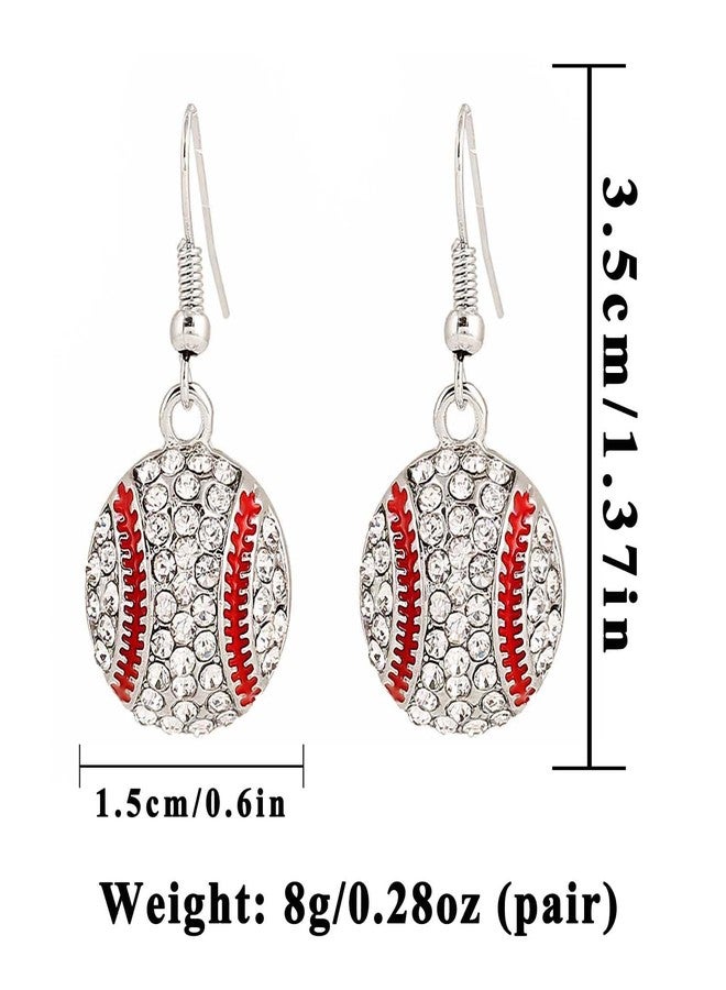 Aksod Sports Dangle Earrings for Women Baseball Rhinestone Enamel Alloy Sport Ball Jewelry (Baseball) - Image 5