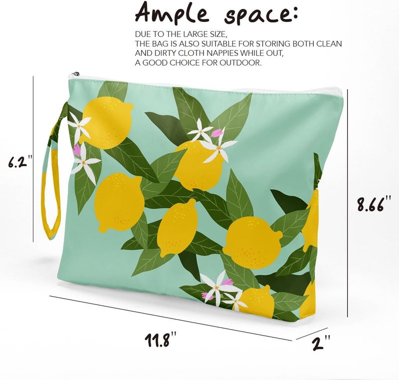Fokongna Wet Bag Wet Dry Bag Beach Bag Wet Bag For Swimsuit Travel Makeup Bag Toiletry Bag Waterproof Large Capacity for Women Girls Sister Friends Diaper Bag Strawberry lemon Decor - Image 3