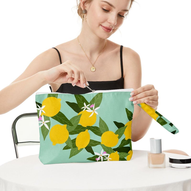 Fokongna Wet Bag Wet Dry Bag Beach Bag Wet Bag For Swimsuit Travel Makeup Bag Toiletry Bag Waterproof Large Capacity for Women Girls Sister Friends Diaper Bag Strawberry lemon Decor - Image 2