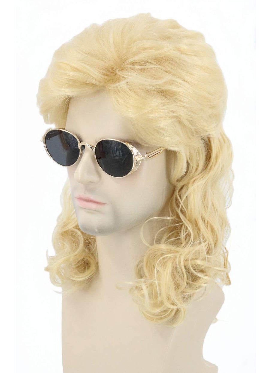 Topcosplay Topcosplay Mens Wigs 80s Mullet Wig Blonde Long Curly Halloween Costumes Wig (Blonde) 