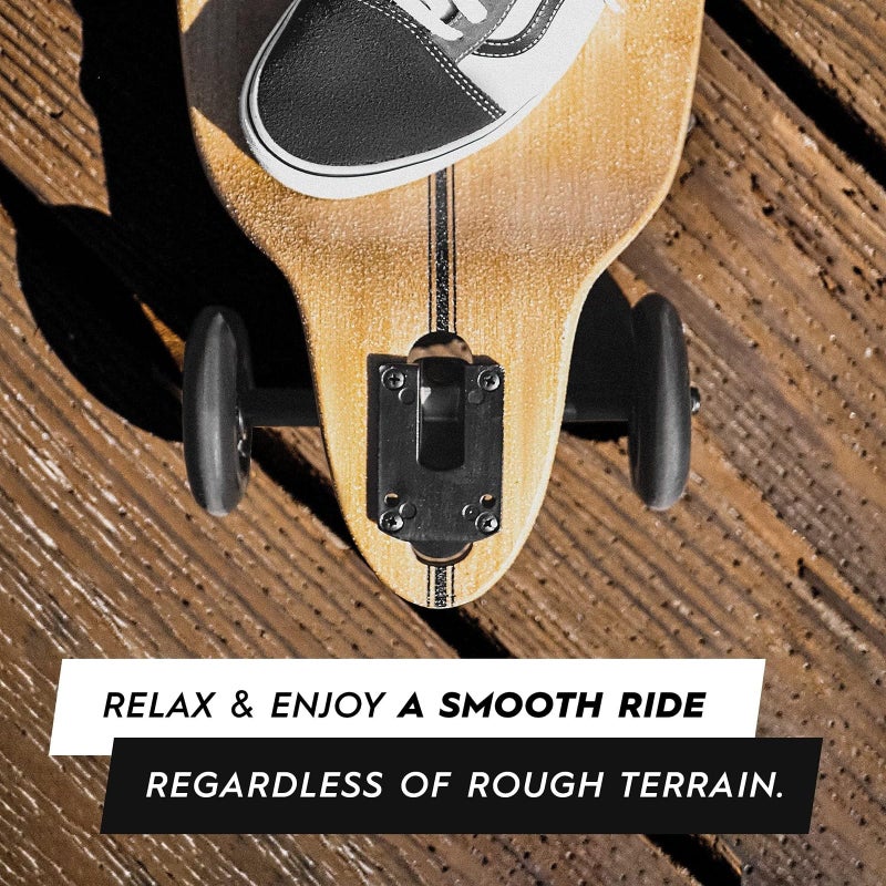 Magneto Drop-Through Longboard Skateboard - 8-Ply Maple Deck Adult Longboard - 100mm All-Terrain Wheels Off-Road Skateboard - Low-Rider Deck Cruiser Board Maneuverability - 40 in x 9.25 in, Wood - Image 5