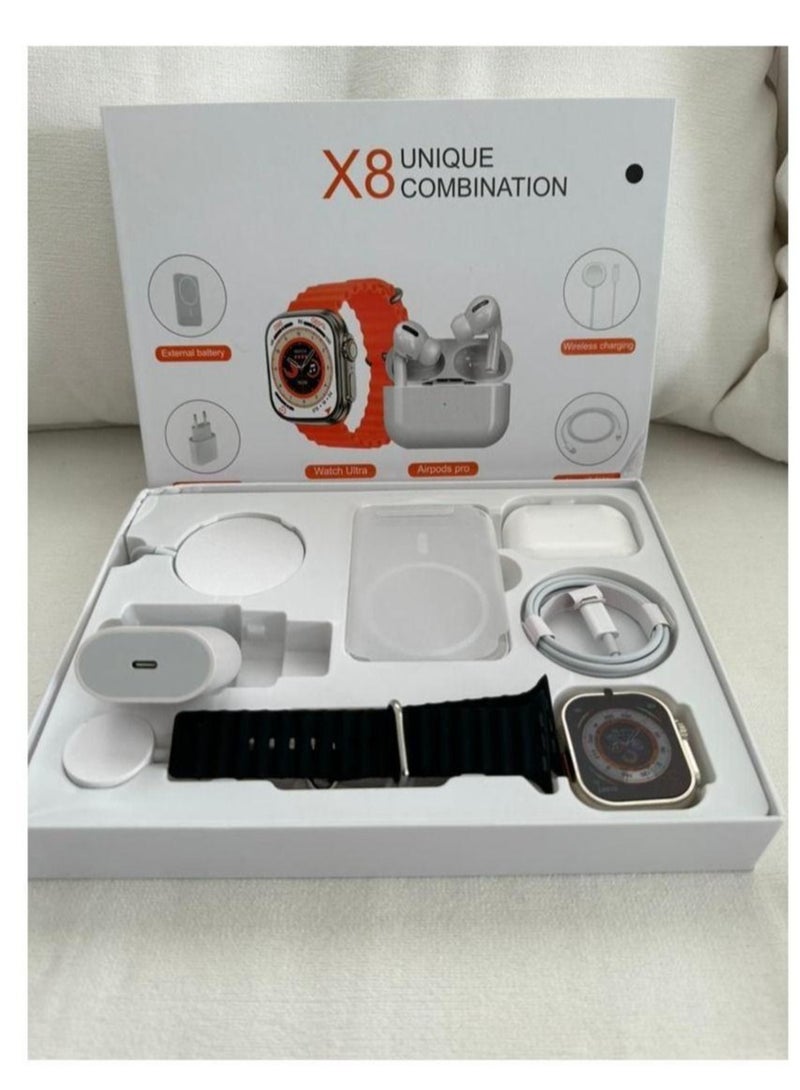 مجموعة NEW X8 8 في 1 من ملحقات الهواتف المحمولة وساعة ذكية - حزمة شاملة للراحة والأناقة القصوى - Image 3