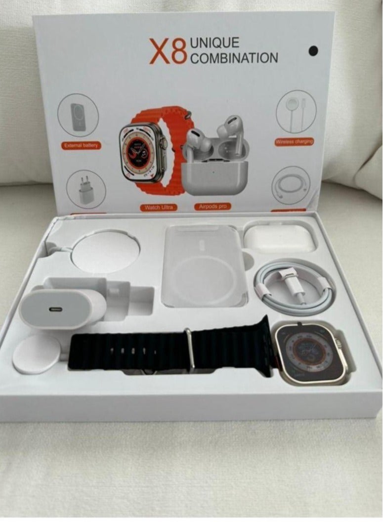 مجموعة NEW X8 8 في 1 من ملحقات الهواتف المحمولة وساعة ذكية - حزمة شاملة للراحة والأناقة القصوى - Image 5