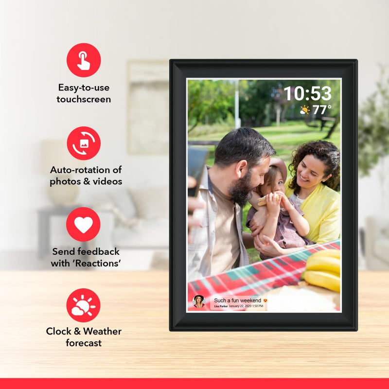 akimart 64GB FRAMEO 10.5 Inch Smart WiFi Digital Photo Frame 1920x1280 FHD IPS LCD Touch Screen, Auto-Rotate, 64GB Storage, Support SD Card & USB Drive, Share Moments Instantly via Frameo App from Anywhere - Image 5