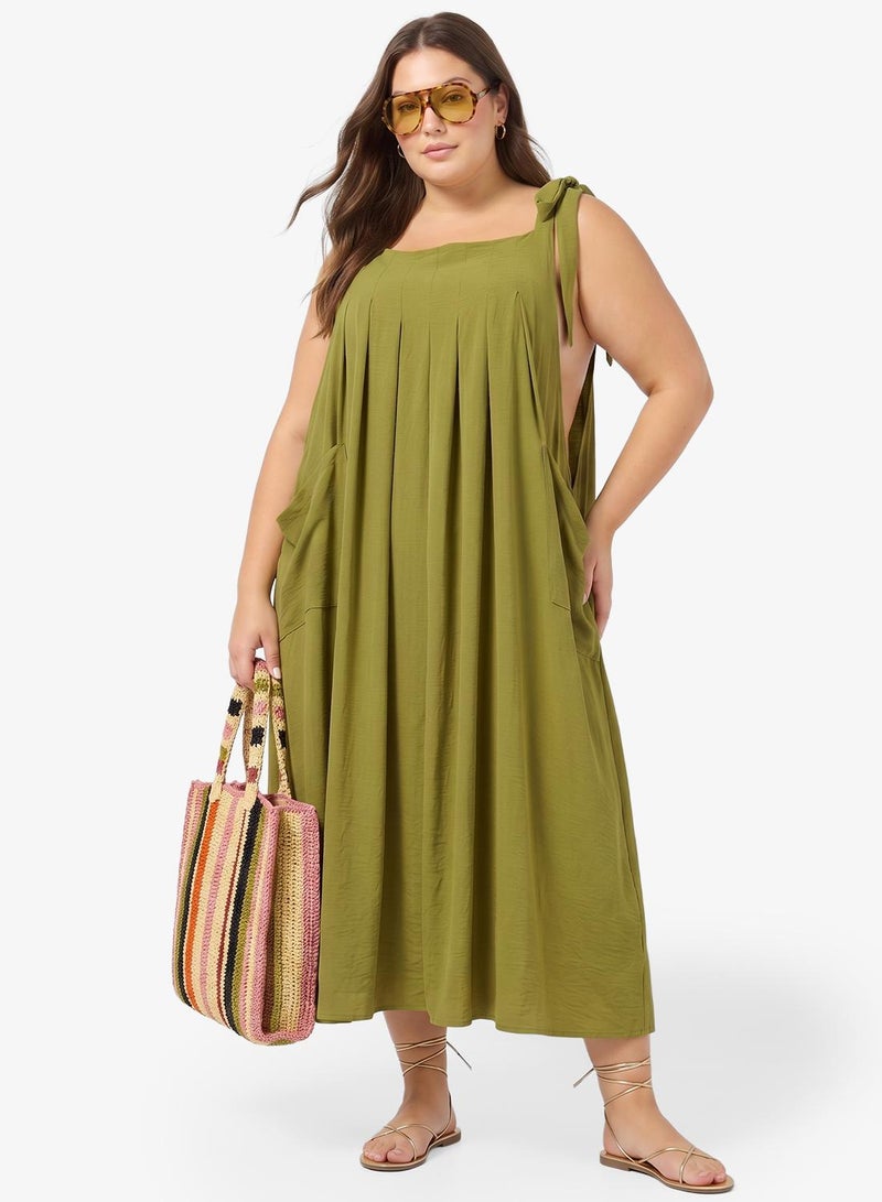 Ginger Plus Shoulder Tie Up Detail A Line Dress - Image 4