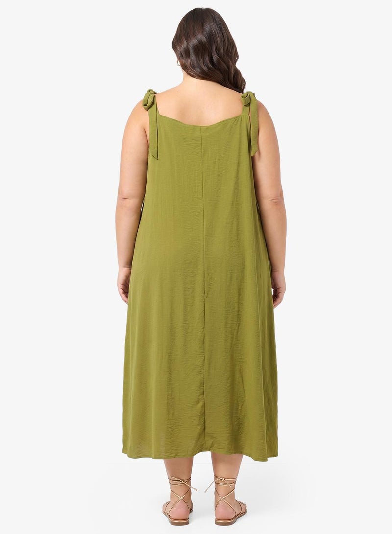 Ginger Plus Shoulder Tie Up Detail A Line Dress - Image 3