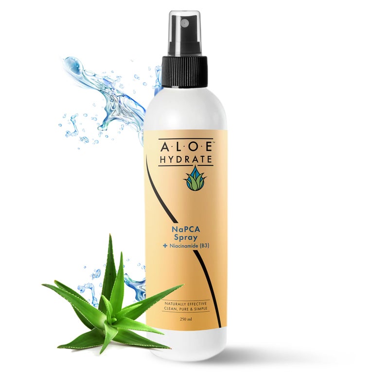 AloeHydrate NaPCA Moisturizer Face Mist & Body Spray; Organic Aloe vera moisturizer with NaPCA. Refresh & Soothe Your Skin with Natural & Bioidentical Actives. All Skin types, Dry, Acne, Oily, & Tattoo Care. - Image 1