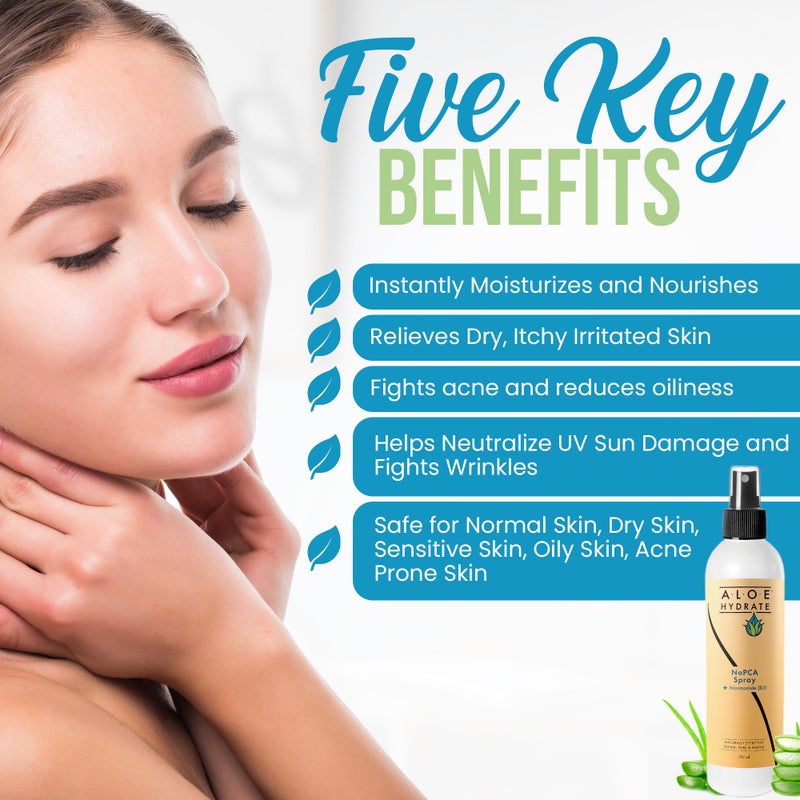 AloeHydrate NaPCA Moisturizer Face Mist & Body Spray; Organic Aloe vera moisturizer with NaPCA. Refresh & Soothe Your Skin with Natural & Bioidentical Actives. All Skin types, Dry, Acne, Oily, & Tattoo Care. - Image 4