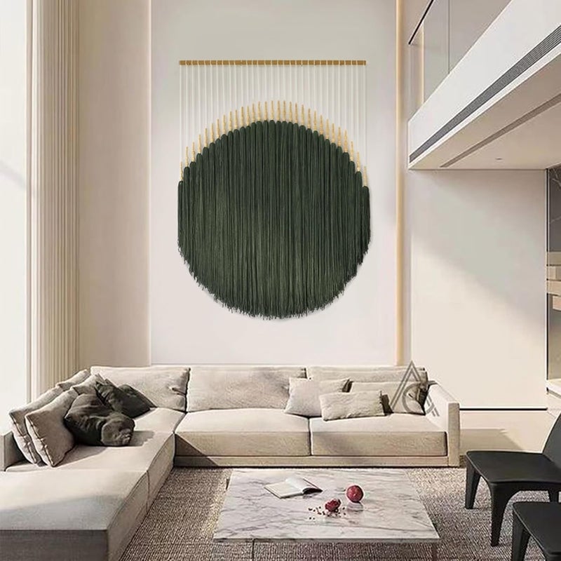 IOWER Large Macrame Wall Hanging Green Boho Decor Macrame Beads Yarn Fiber Art Beaded Tassel Home Decor For Bedroom Living room 39" W x 55" L - Image 5