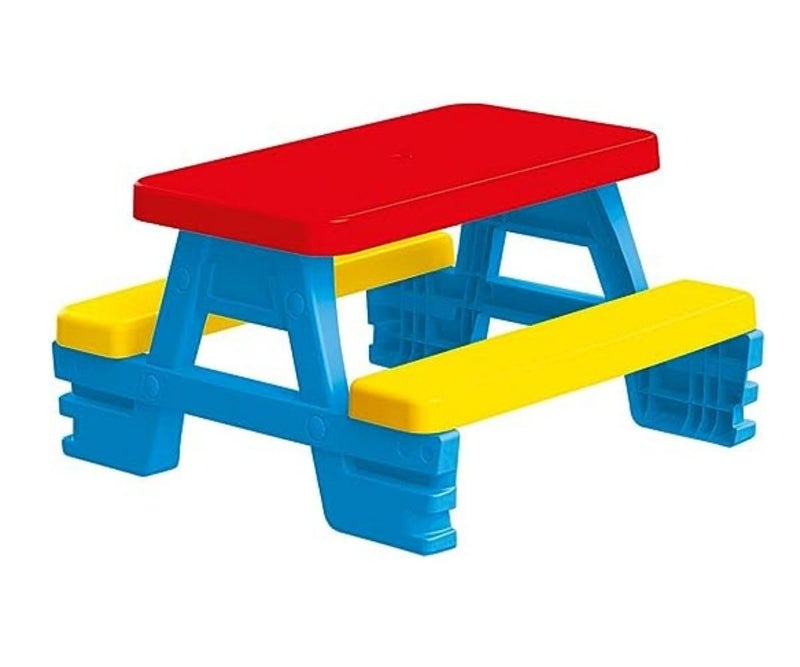 DOLU Big Plastic Picnic Table for 4 Blue Red Yellow Indoor Outdoor Use 44lb Capacity 44x77x71 Designed for Toddlers Kids Ages 2 - Image 3