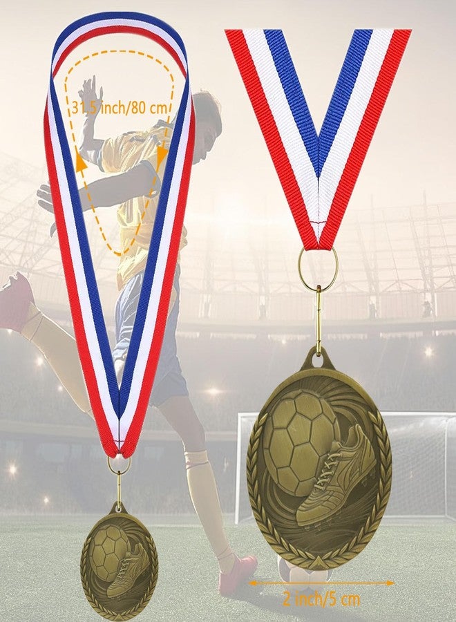 YUJUE Soccer Medals, 12 Pieces Soccer Medals for Kids, Gold Medal Set - Metal Medals with Ribbon for Party Favors, Prizes, Awards, Team Gifts, 2 Inch - Image 2