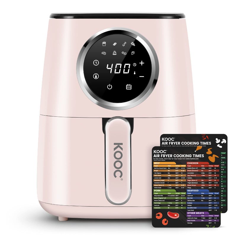 KOOC KOOC Large Air Fryer 45 Quart Electric Hot Oven Cooker Free Cheat Sheet for Quick Reference Guide LED Touch Digital Screen 8 in 1 Customized TempTime Nonstick Basket Pink