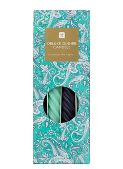 Talking Tables Boho Spiral Dinner Candle, Mint And Navy Blue, 4pack  - Image 2