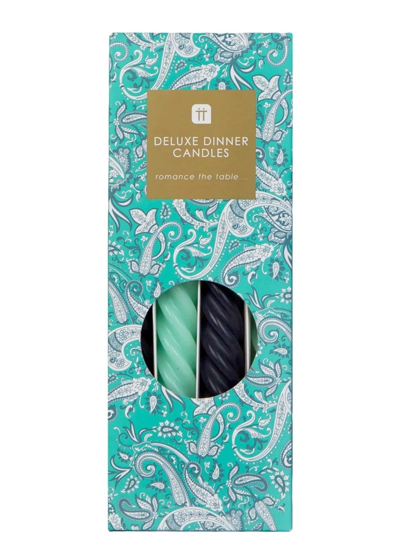 Talking Tables Boho Spiral Dinner Candle, Mint And Navy Blue, 4pack  - Image 2