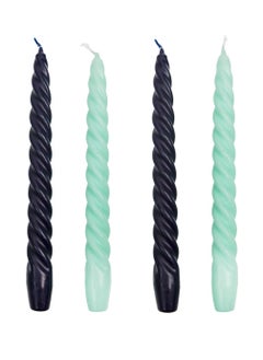 Talking Tables Boho Spiral Dinner Candle, Mint And Navy Blue, 4pack  - Image 3