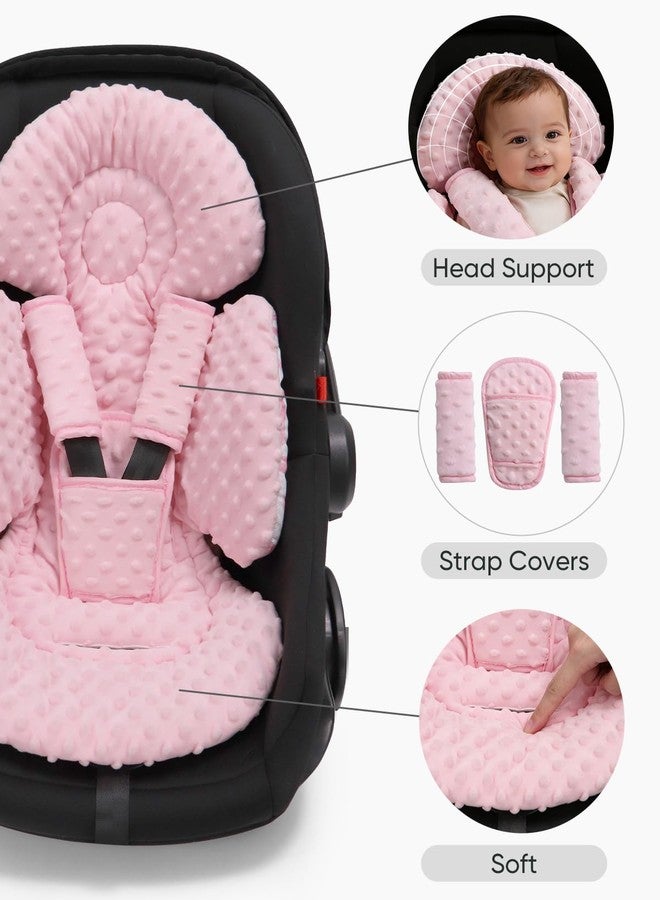 TinlyFinly Newborn Carseat Insert, Baby Head and Body Support, Pink Bow - Image 5