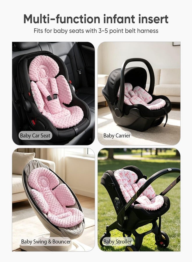TinlyFinly Newborn Carseat Insert, Baby Head and Body Support, Pink Bow - Image 4