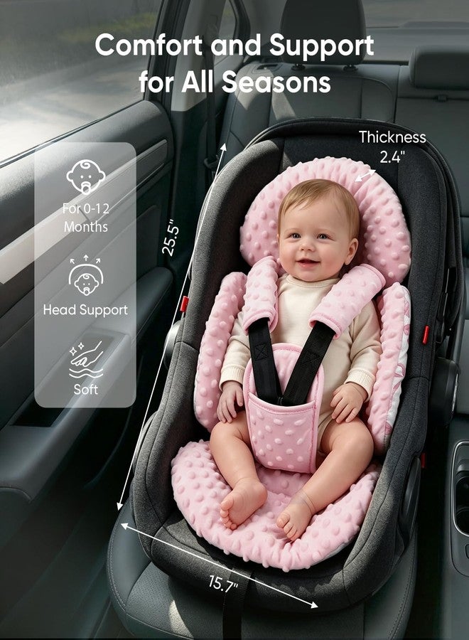 TinlyFinly Newborn Carseat Insert, Baby Head and Body Support, Pink Bow - Image 3
