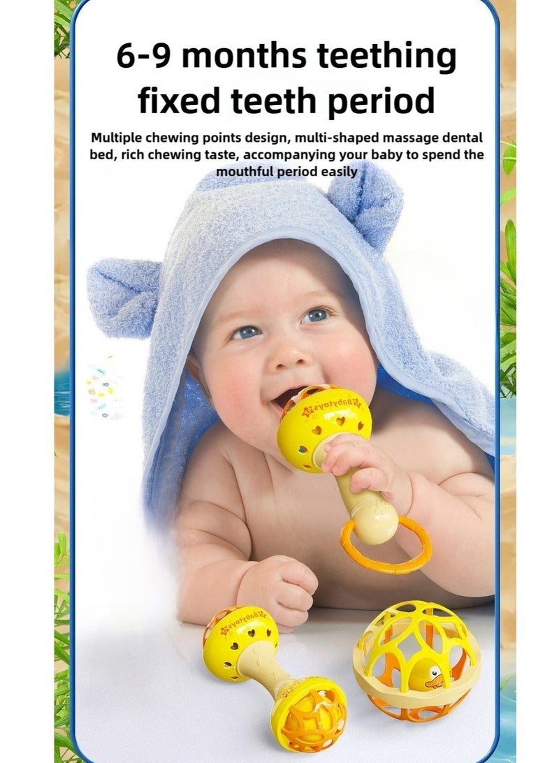 FLYHSO Baby Rattles Soft Teethers Hand Bell Infant Fitness Ball Dumbbell Climbing Toy Educational Mobiles Toys【 3-piece set 】 - Image 5