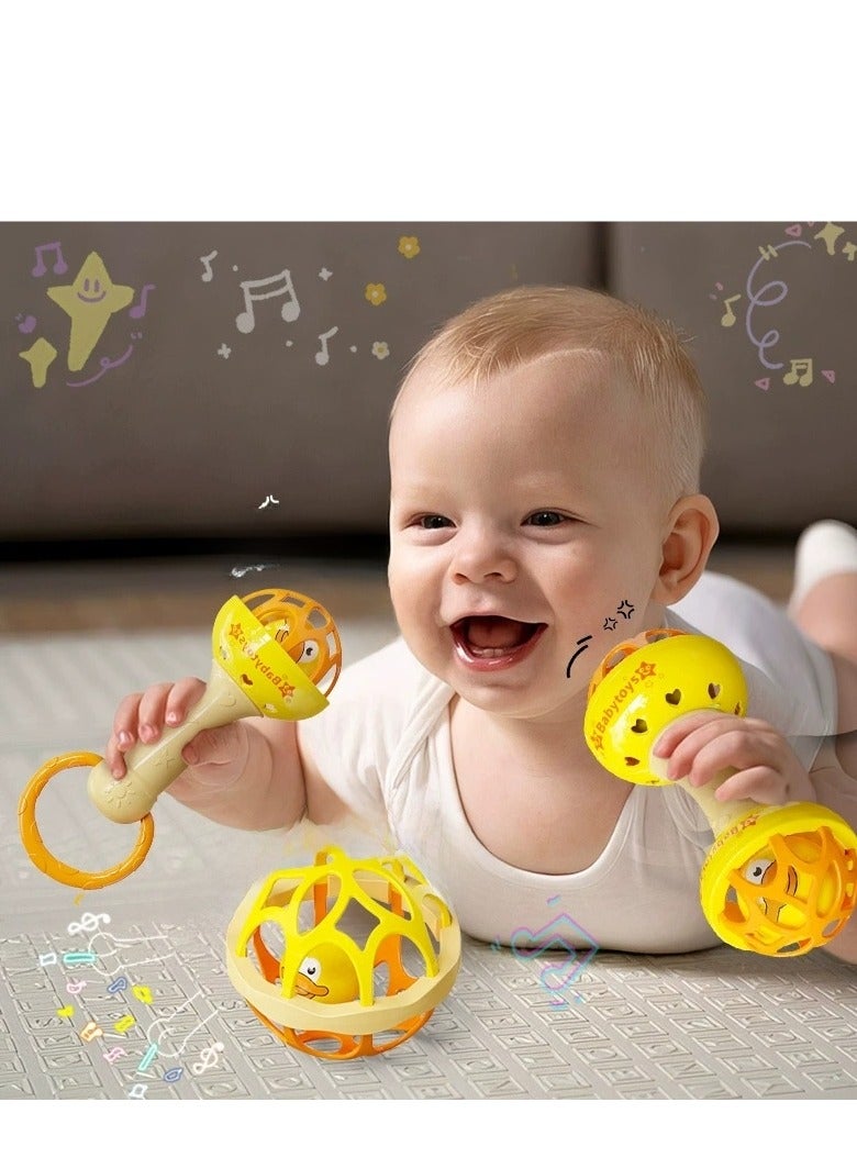 FLYHSO Baby Rattles Soft Teethers Hand Bell Infant Fitness Ball Dumbbell Climbing Toy Educational Mobiles Toys【 3-piece set 】 - Image 4