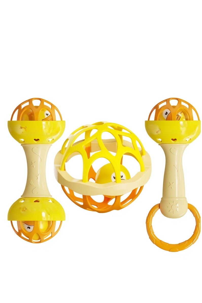 FLYHSO Baby Rattles Soft Teethers Hand Bell Infant Fitness Ball Dumbbell Climbing Toy Educational Mobiles Toys【 3-piece set 】 - Image 2