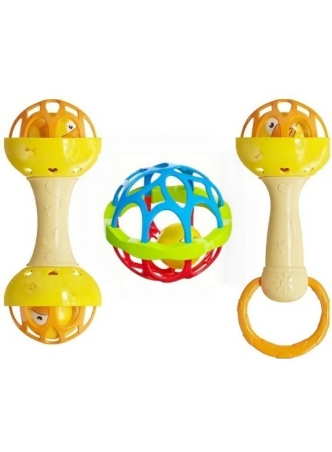 FLYHSO Baby Rattles Soft Teethers Hand Bell Infant Fitness Ball Dumbbell Climbing Toy Educational Mobiles Toys，0-12 month grinding rod - Image 3