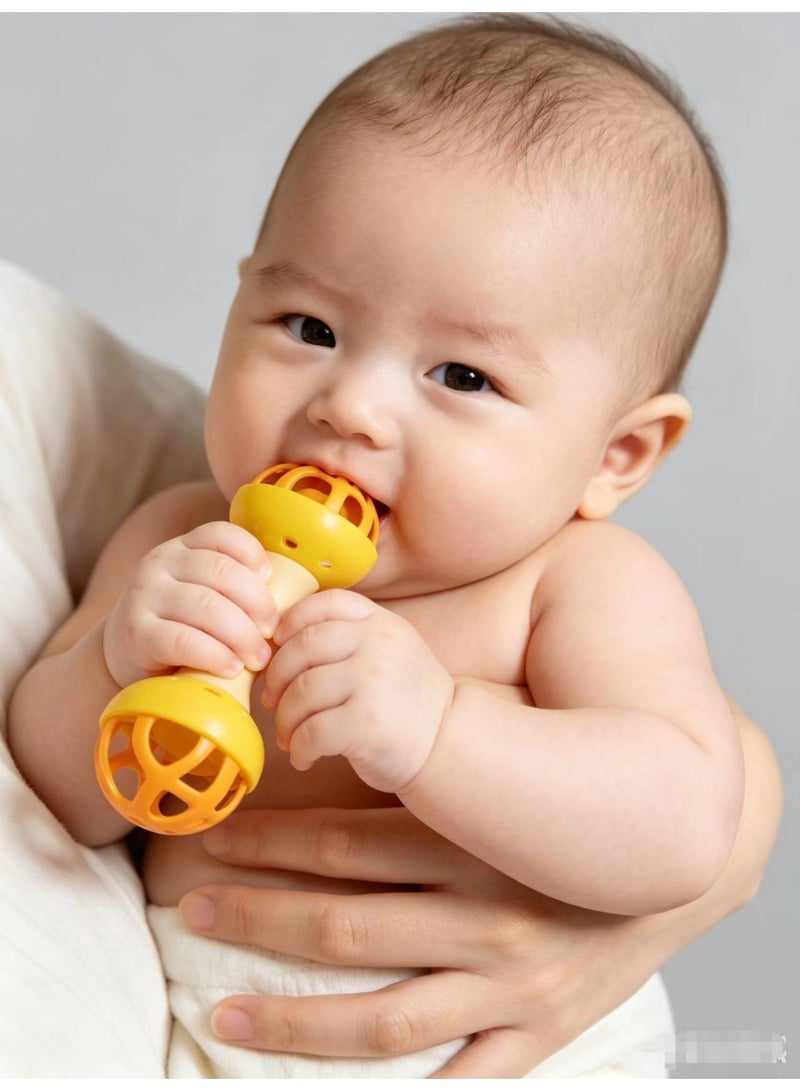 FLYHSO Baby Rattles Soft Teethers Hand Bell Infant Fitness Ball Dumbbell Climbing Toy Educational Mobiles Toys，0-12 month grinding rod - Image 5