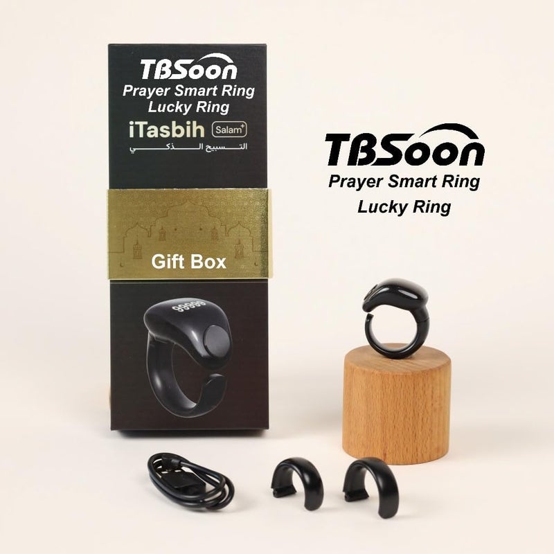 حلقة الصلاة الذكية، حلقة الحظ، مع العدادات، 5 تذكيرات الوقت، دليل مؤشر اتجاه الصلاة، بطارية طويلة، OLED، ساعة المنبه Azan، حبات Tasbih - Image 3
