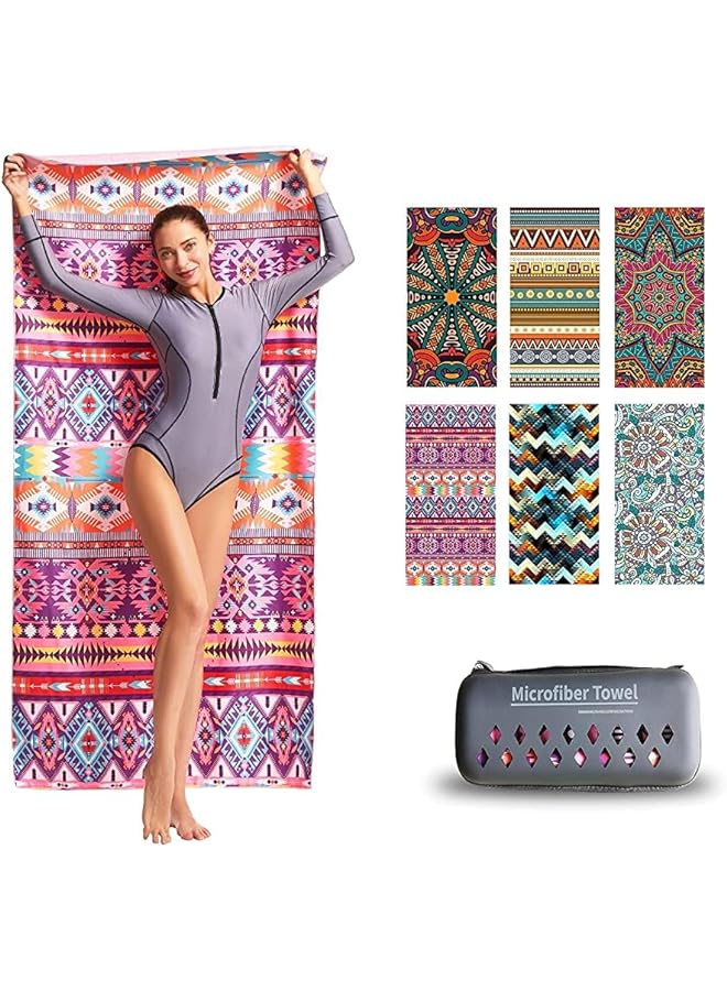 Zaboon منشفة شاطئ ميكروفايبر - سريعة الجفاف، سوبر، امتصاص، خفيفة الوزن، بطانية شاطئ (71 * 35 بوصة، ملونة) - Image 1