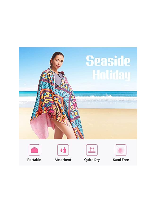 Zaboon منشفة شاطئ ميكروفايبر - سريعة الجفاف، سوبر، امتصاص، خفيفة الوزن، بطانية شاطئ (71 * 35 بوصة، ملونة) - Image 3