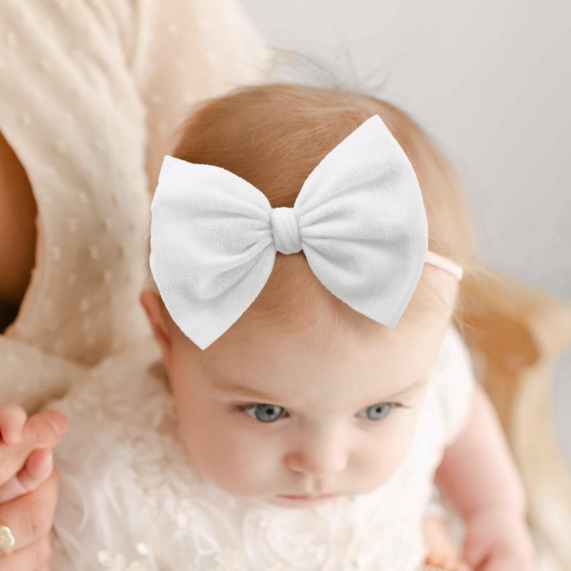 YanJie Brand Hairband - Handmade Velvet Baby Bows & Stretchy Nylon Headbands for Girls Infants Toddlers Child(4.5 black-velvet, 3 Count) - Image 3