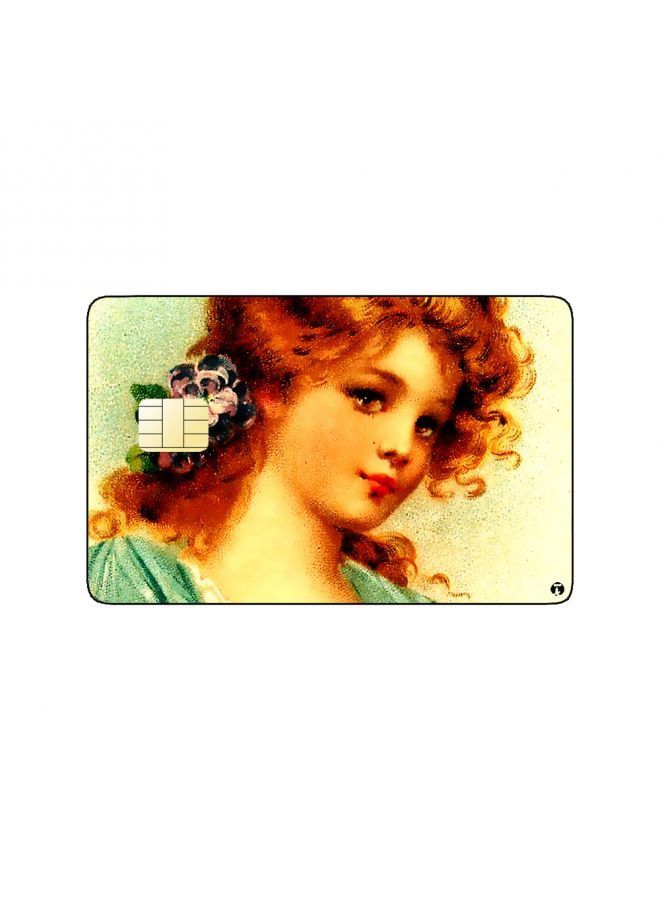 RKN PRINTED BANK CARD STICKER Beautiful Woman Vintage Art With Roses - Image 1
