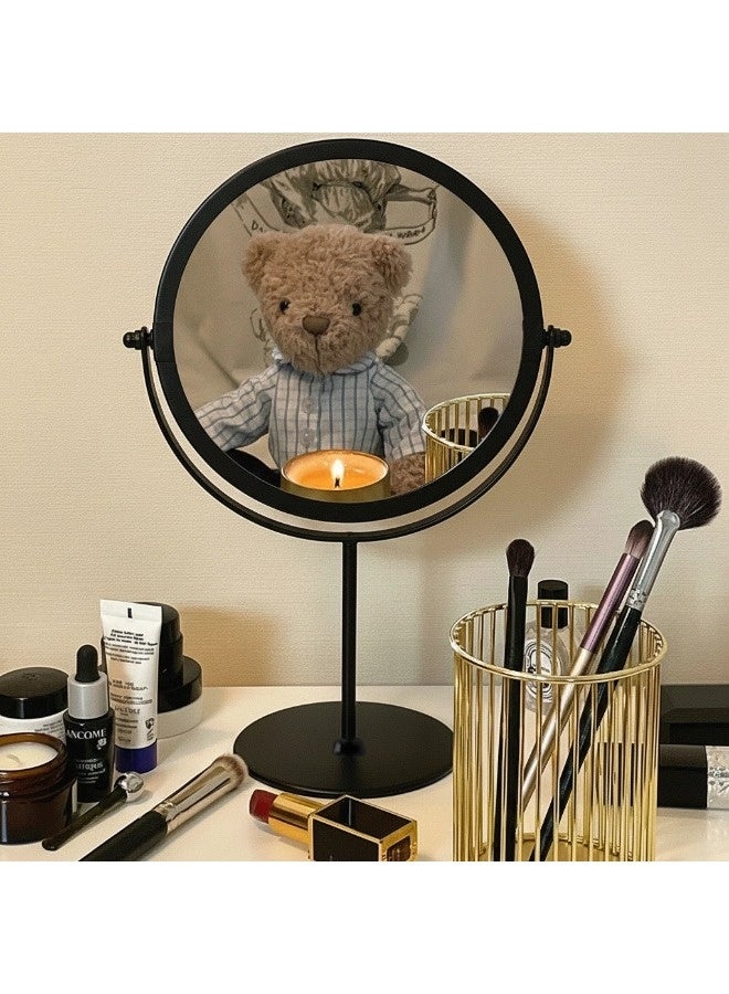 شيبشيب مرآة مكياج معدنية أنيقة عصرية، مرآة منضدة بتدوير ٣٦٠ درجة مع قاعدة ثابتة - Image 2