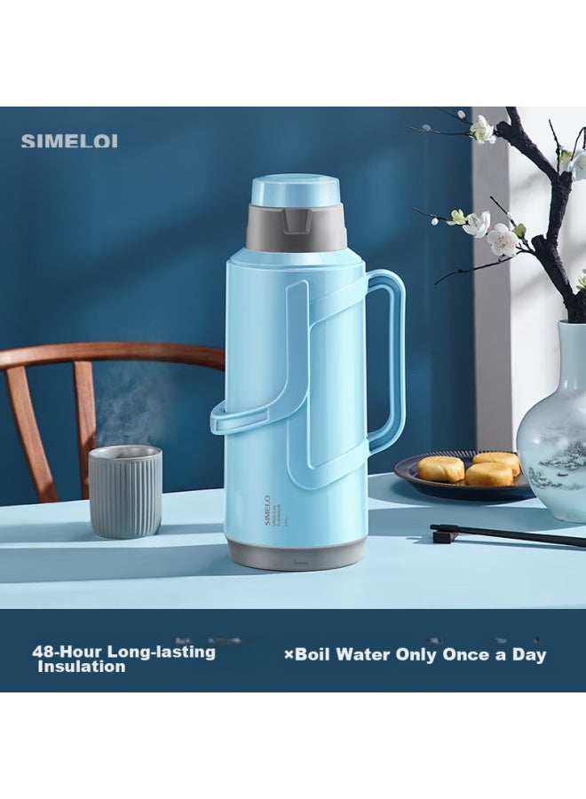 Simelo Insulated Thermos Flask With Glass Inner Liner, 304 Stainless Steel Lid, Water Bottle For Student Dormitory, Hot Water Bottle, 2.0l, Minimalist White - Image 2