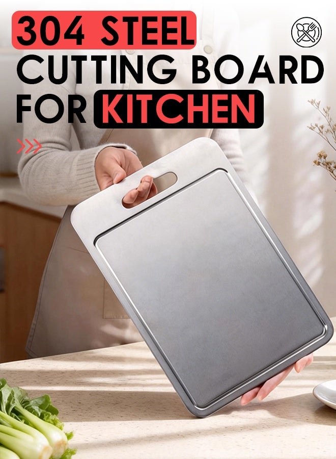 Furlale 304 Stainless Steel Cutting Board Double-Sided – Food-Grade Kitchen Chopping Board for Meat, Vegetables & Fruit, Hygienic Non-Porous Easy Clean Durable Cutting Board - Image 2
