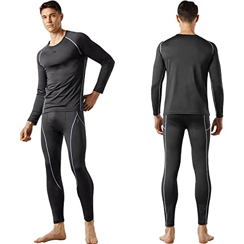 FITEXTREME MAXHEAT Mens Thermal Underwear Long Johns Set with Fleece Lined Grey S - Image 1