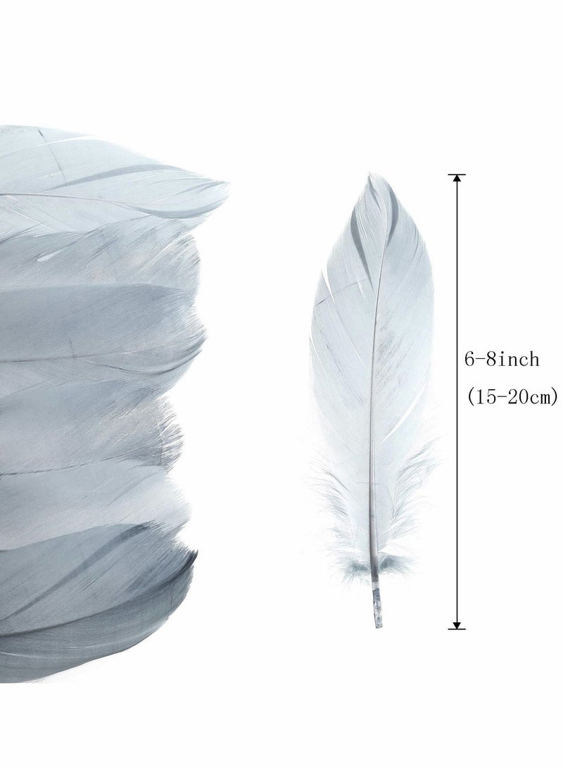 KASTWAVE 100PCS Natural Goose Feathers Decoration Assorted Colorful 8 inch Feather for DIY Crafts Festival Erikord Grey - Image 4