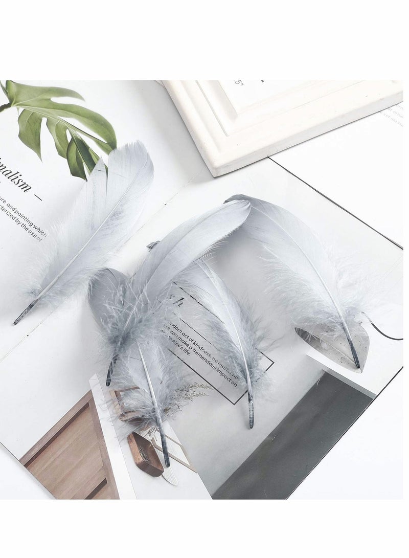 KASTWAVE 100PCS Natural Goose Feathers Decoration Assorted Colorful 8 inch Feather for DIY Crafts Festival Erikord Grey - Image 2