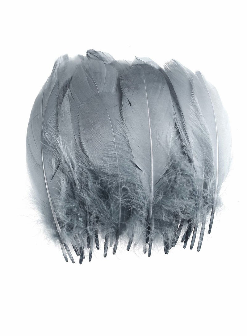 KASTWAVE 100PCS Natural Goose Feathers Decoration Assorted Colorful 8 inch Feather for DIY Crafts Festival Erikord Grey - Image 1
