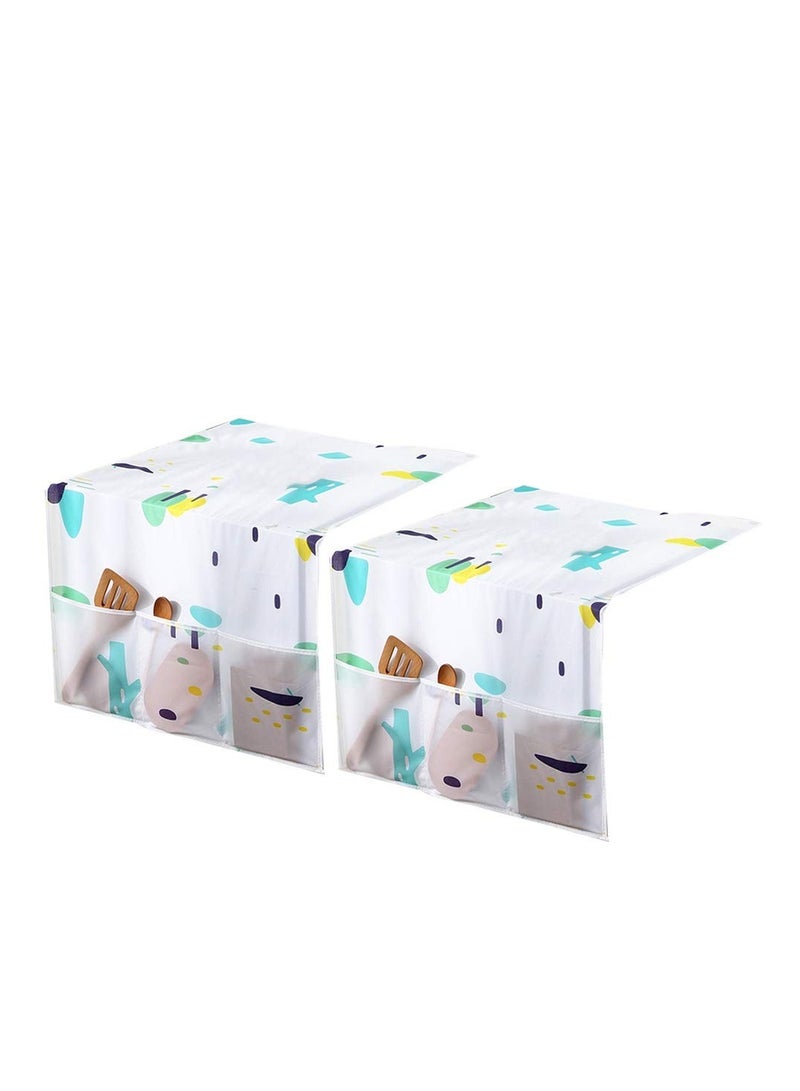 Excefore حقيبة تعليق ثلاجة، غطاء ثلاجة، غطاء مقاوم للماء للثلاجة، غطاء غسالة لرأس الثلاجة مقاوم للغبار، غطاء فرن ميكروويف مع جيوب منظمة لأدوات المطبخ للمطبخ والمنزل والمزيد 2 قطع - Image 1