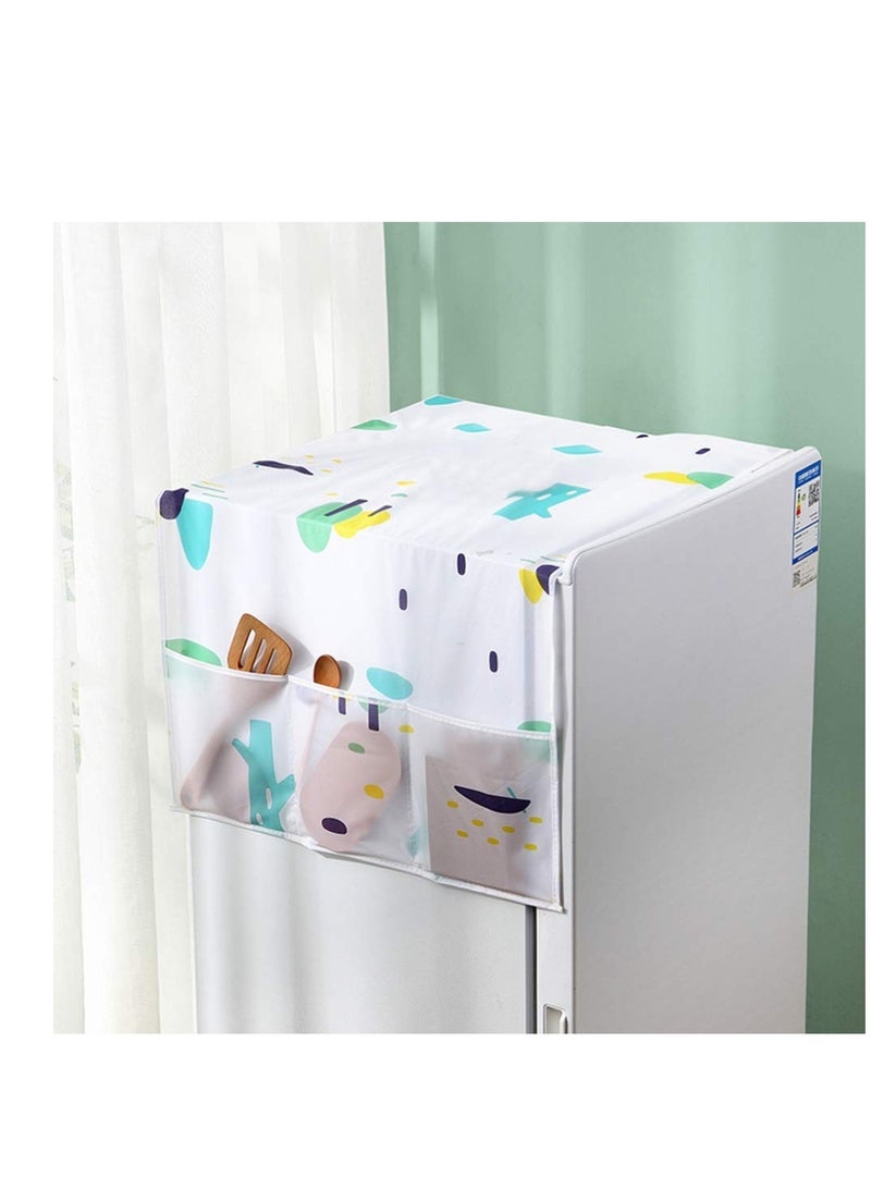 Excefore حقيبة تعليق ثلاجة، غطاء ثلاجة، غطاء مقاوم للماء للثلاجة، غطاء غسالة لرأس الثلاجة مقاوم للغبار، غطاء فرن ميكروويف مع جيوب منظمة لأدوات المطبخ للمطبخ والمنزل والمزيد 2 قطع - Image 3