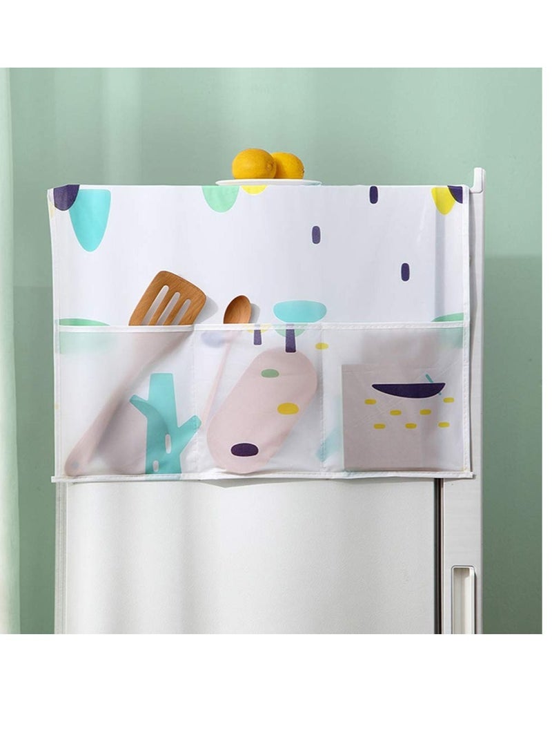 Excefore حقيبة تعليق ثلاجة، غطاء ثلاجة، غطاء مقاوم للماء للثلاجة، غطاء غسالة لرأس الثلاجة مقاوم للغبار، غطاء فرن ميكروويف مع جيوب منظمة لأدوات المطبخ للمطبخ والمنزل والمزيد 2 قطع - Image 2