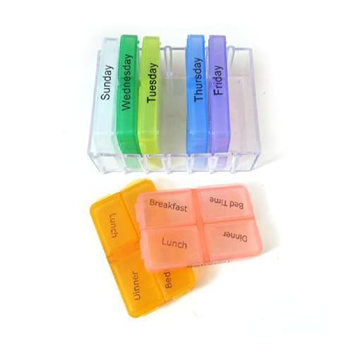 JERN Pill box Weekly Pill Organizer 4 Times A Day, 7-Day, Monthly Medication Organizer 28 Days Dispenser Pill Boxes Large Compartments Portable Travel Compartments,Travel Kits,Dust-Proof Box (Multicolor, 4 times) - Image 4