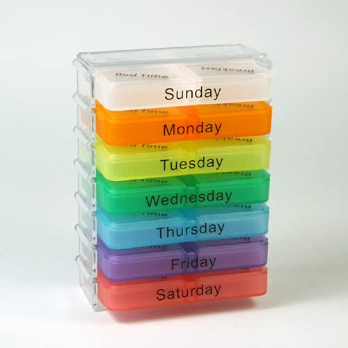 JERN Pill box Weekly Pill Organizer 4 Times A Day, 7-Day, Monthly Medication Organizer 28 Days Dispenser Pill Boxes Large Compartments Portable Travel Compartments,Travel Kits,Dust-Proof Box (Multicolor, 4 times) - Image 2
