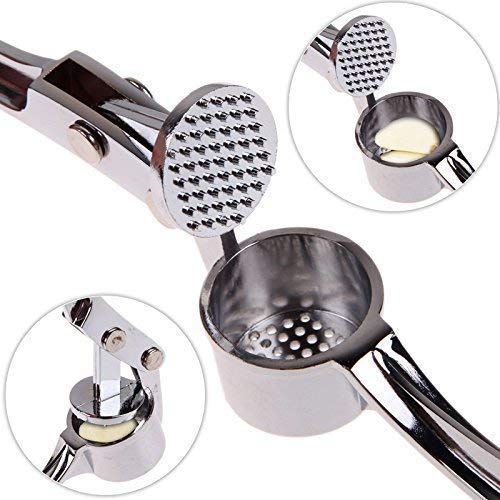 HETARMI ENTERPRISE Hetarmi Stainless Steel Garlic Press Quick Hand Squeeze Garlic Press Ultra to Squeeze Fresh Garlic Juice Ergonomic Design Made of Zinc Alloy Stainless Steel Look Forget Smelly Hands - Image 3